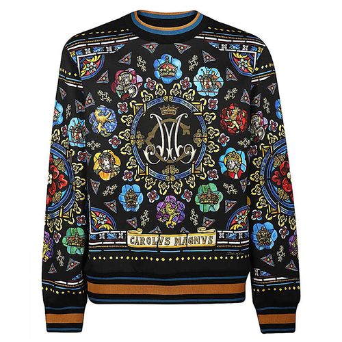 Áo Nỉ Sweater Nam Dolce & Gabbana D&G Black Charlemagne Printed G9OW6T FI7JM HH82C Phối Màu