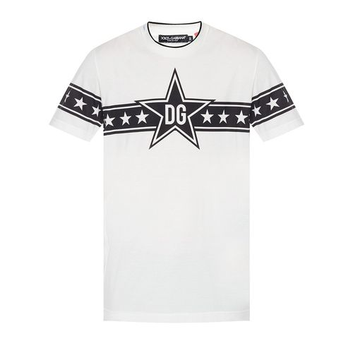 Áo Phông Nam Dolce & Gabbana D&G Logo-Printed DG Tshirt G8KD0T Màu Trắng Size 48