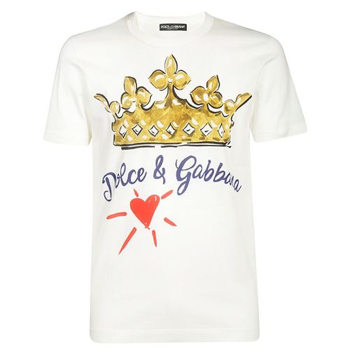 Áo Phông Nam Dolce & Gabbana D&G  White With Crown Logo Printed TShirt G8IA8T HH7QW HWZ47 Màu Trắng