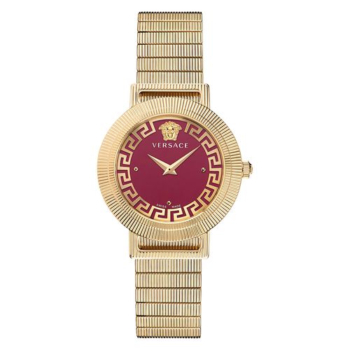 Đồng Hồ Nữ Versace Greca Chic Quartz Red Dial Watch VE3D00622 Màu Vàng Gold