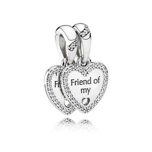 Hạt Vòng Charm Pandora Sterling Silver Hearts Of Friendship Dangle 792147CZ Màu Bạc