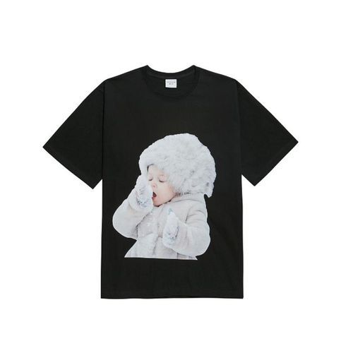 Áo Phông Acmé De La Vie ADLV Hàn Quốc Baby Face Short Sleeve T-Shirt Snow Màu Đen Size 1