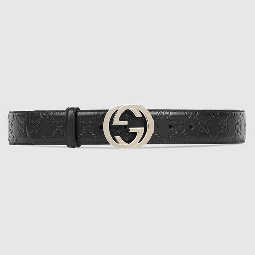 Thắt Lưng Gucci Signature Leather Belt Màu Đen Size 90