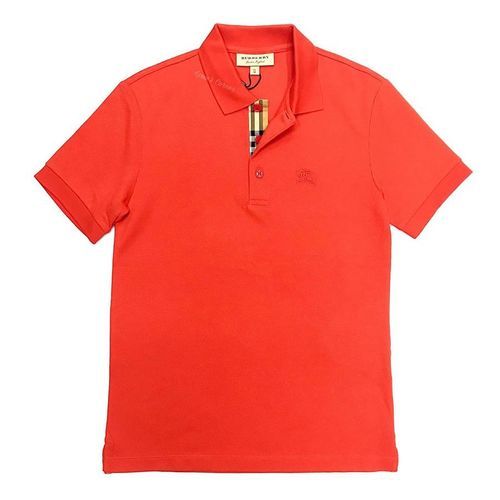 Áo Polo Burberry TB Cotton Check Short Sleeve Polo Shirt Màu Đỏ Cam