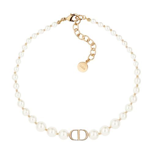 Dây Chuyền Dior 30 Montaigne Chokergold-Finish Metal And White Resin Pearls N1116MTGRS D301