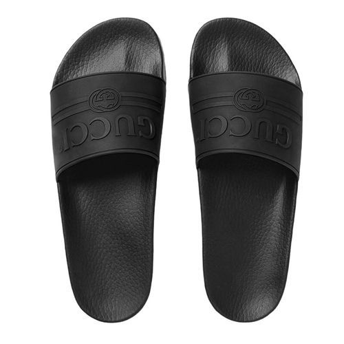 Dép Gucci Logo Rubber Slide Sandal Màu Đen Size 39.5