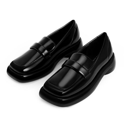 Giày Lười Nữ Charles & Keith CNK Lula Patent Penny Loafers Black CK1-70360142 Màu Đen Size 38