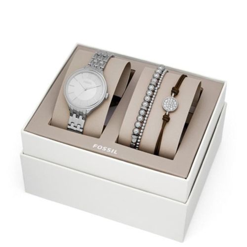 Set Đồng Hồ + Vòng Tay Nữ Fossil Silver Tone Watch And Bracelet BQ3079SET Màu Bạc
