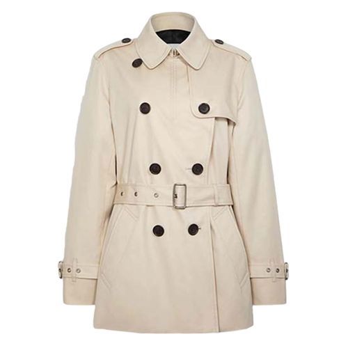 Áo Măng Tô Nữ Coach F34022 Porcelain Solid Short Trench Coat Jacket Double Breasted Màu Trắng Size XS
