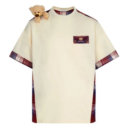Áo Phông 13 De Marzo Shoulder Bear Plaid T-shirt Beige FR-JX-519 Màu Kem Size S