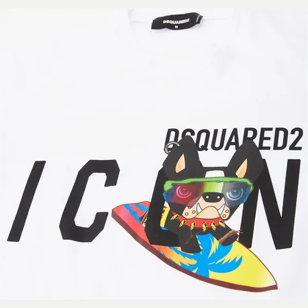 Áo Phông Nam DSquared2 Icon S79GC0064 Màu Trắng Họa Tiết