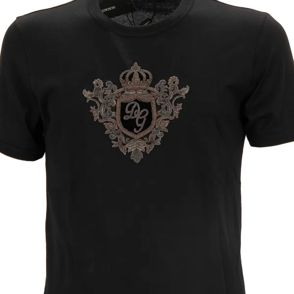 Áo Phông Nam Dolce & Gabbana D&G Logo Vương Miện G8KBAZ G7TWK Màu Đen Size 44