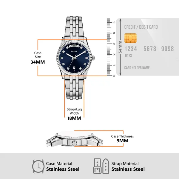 Đồng Hồ Nữ Fossil Scarlette ES5457 Màu Xanh Dương
