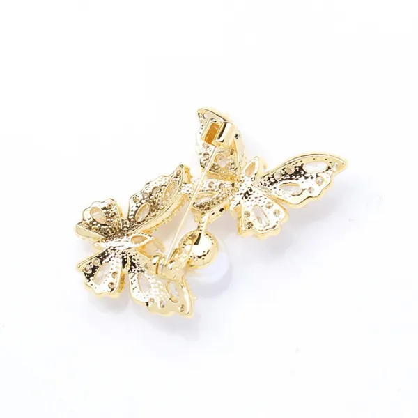 Cài Áo Nữ Meri Twin Butterfly BR145 Màu Vàng