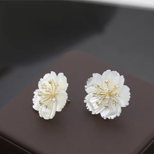 Khuyên Tai Nữ Kya Jewel Pearlescent Apricot JE29 Màu Trắng Vàng