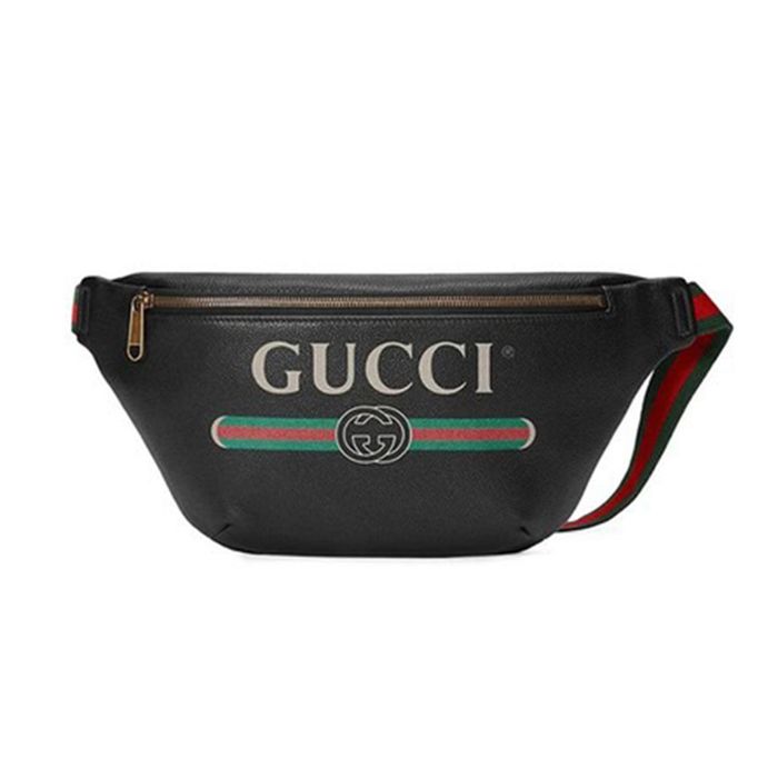Túi Đeo Chéo Gucci Logo-Print Leather Belt Bag Màu Đen Size Mini