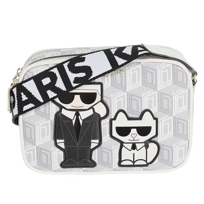 Túi Đeo Chéo Karl Lagerfeld Ikonik Kuilt Black Shoulder Bag Màu Trắng Xám