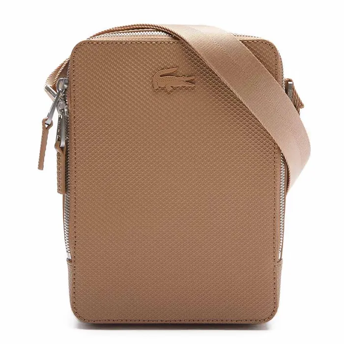 Túi Đeo Chéo Lacoste Men’s Chantaco Matte Stitched Leather Vertical Camera Bag Màu Be