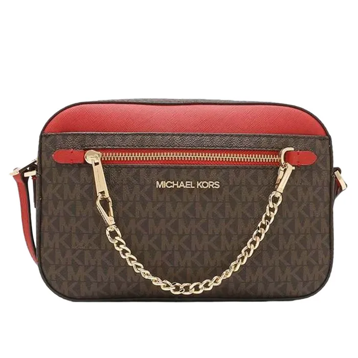 Túi Đeo Chéo Michael Kors MK Large Jet Set Item 35S1GTTC9B EW Chain Crossbody Bag In Brown Acorn Màu Nâu – Đỏ