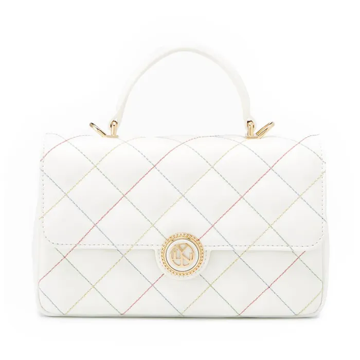 Túi Đeo Chéo Nữ Lyn Ravioli Top Handle Handbags LL23SBS288 Màu Trắng
