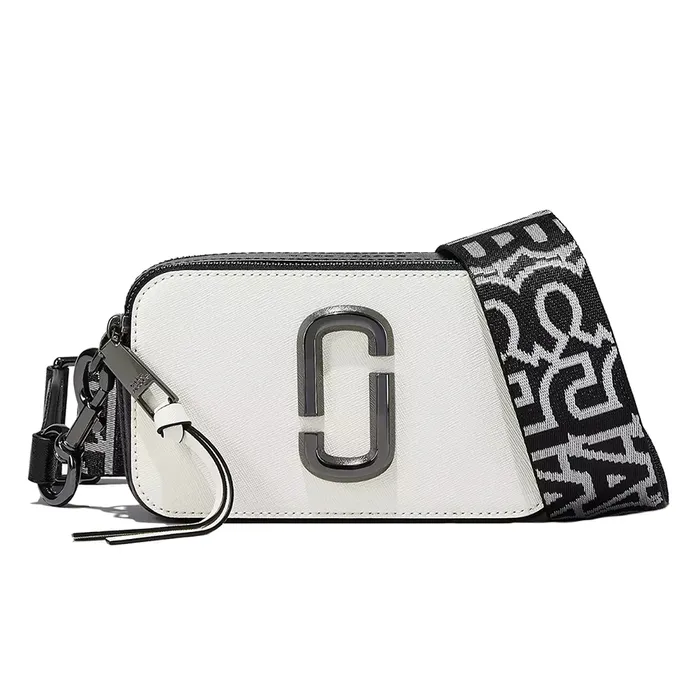 Túi Đeo Chéo Nữ Marc Jacobs The Bi-Color Snapshot Leather Camera Bag Màu Trắng Đen
