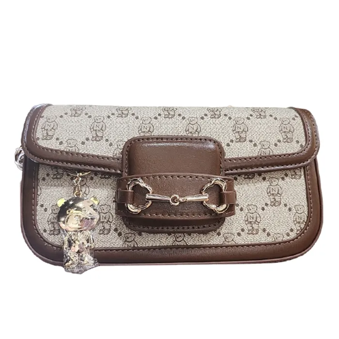 Túi Đeo Chéo Nữ TTWN BEAR TN3116 Lưới Xám Viền Nâu