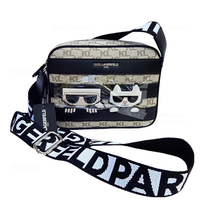 Túi Đeo Chéo Nữ Karl Lagerfeld Paris Crossbody Bag Màu Đen Xám